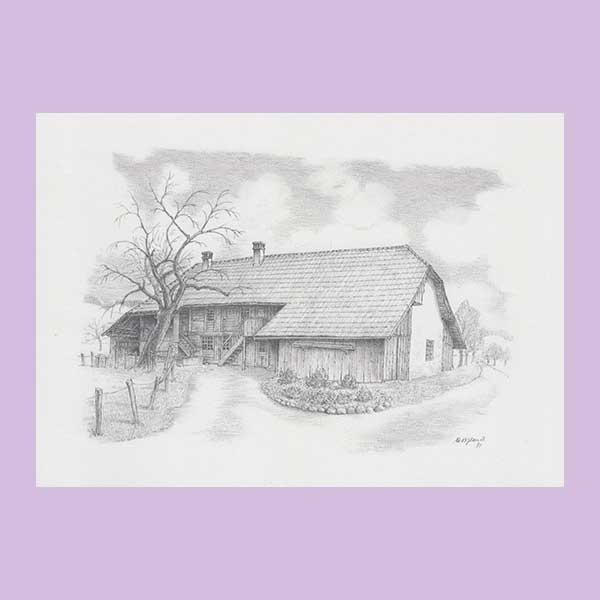 Kunstdruckkarte Aargauerhaus 1829 in der Ei Gränichen A Byland 1980