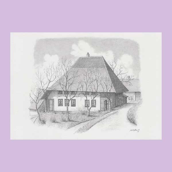 Kunstdruckkarte Bauernhaus Gränichen A Byland 1979