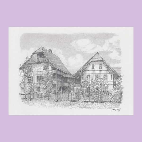 Kunstdruckkarte Wohnhaus zur Mühle Stöckli Gränichen A Byland 1979