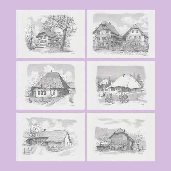Kunstdruckkarten Set Gränichen A Byland Häuser 1979 1980
